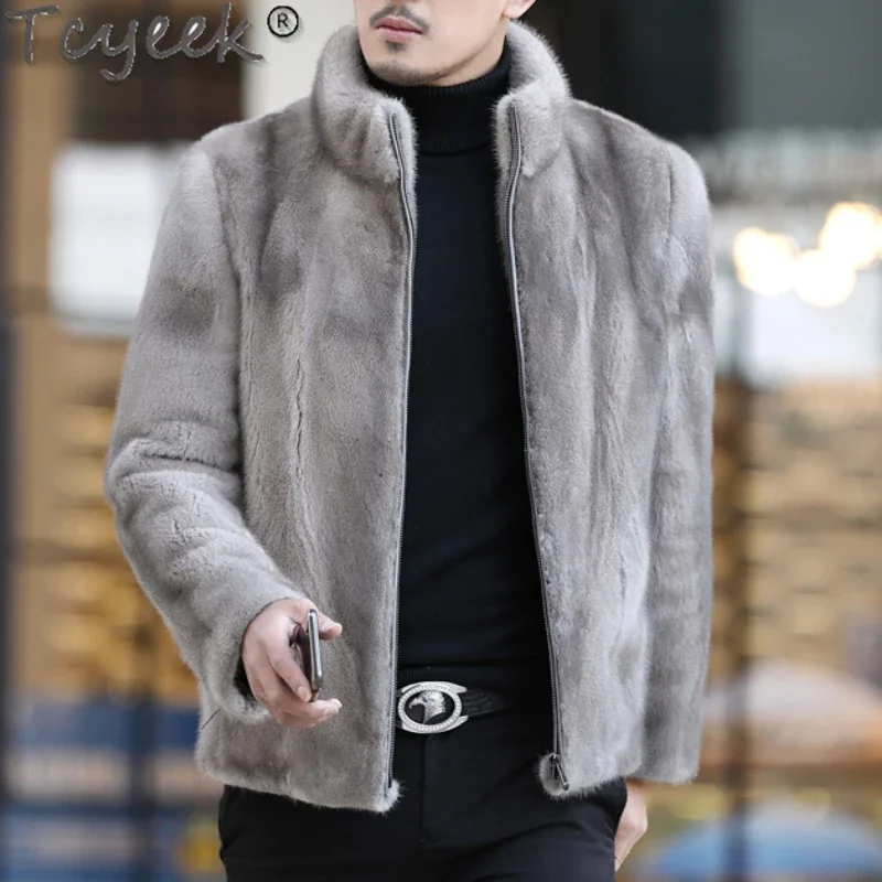 

Tcyeek Men's High Quality Winter Coat Mink Fur Coat Men Clothes Fashion Casual Warm Short Male Fur Jacket Jaqueta Masculina Lq