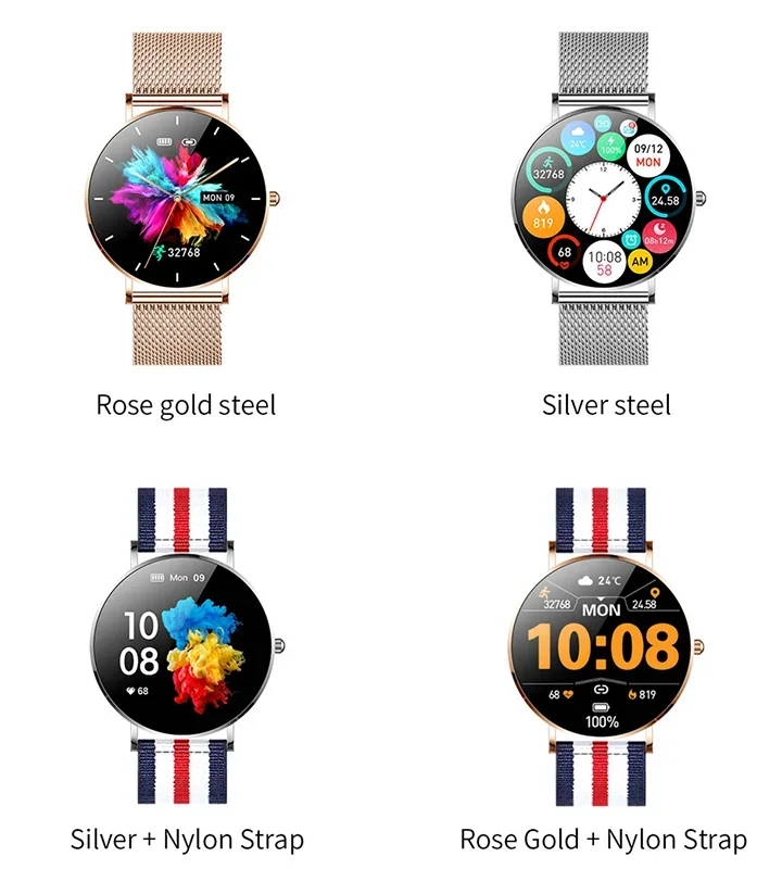 New Ultra-thin Couple Smart Watch 1.36-inch AMOLED HD Pixel Display Always Displays Time Call Reminder Smartwatch for Xiaomi Ios