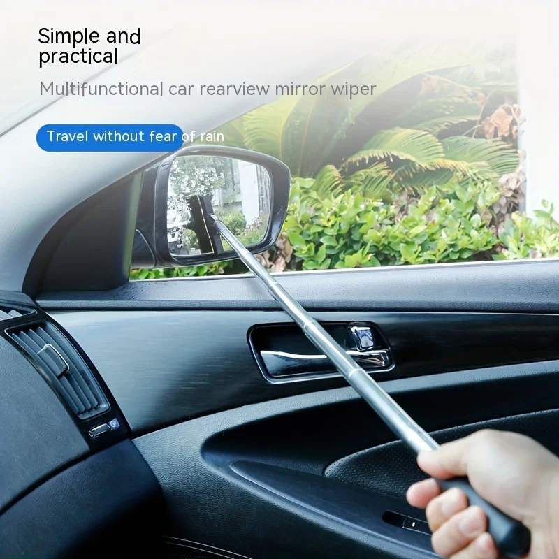 1PC Car Rearview Mirror Wiper Telescopic Wiper Strip Car Window Glass Defogging Wiper Water Cleaning Car-mounted Wiper Blade
