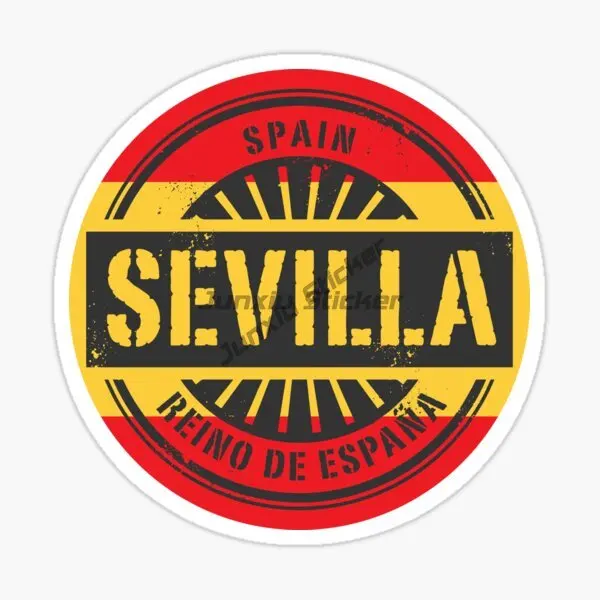 إشبيلية إسبانيا خريطة العلم شعار وطني ملصق فينيل PVC مناسب للدراجات البخارية والدراجات النارية والسيارات #5