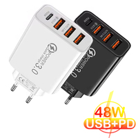 30W 4-Port USB Charger 3USB 1PD Quick Charge for iPhone 13 12 11 Xiaomi 13 S23 Huawei mate 30 Multi Device Simultaneous Charging