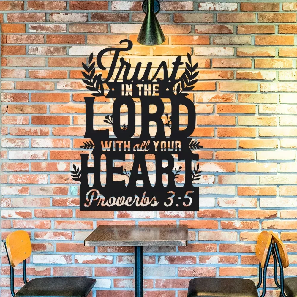 1pc Proverbs 3:5 Metal Wall Art - 