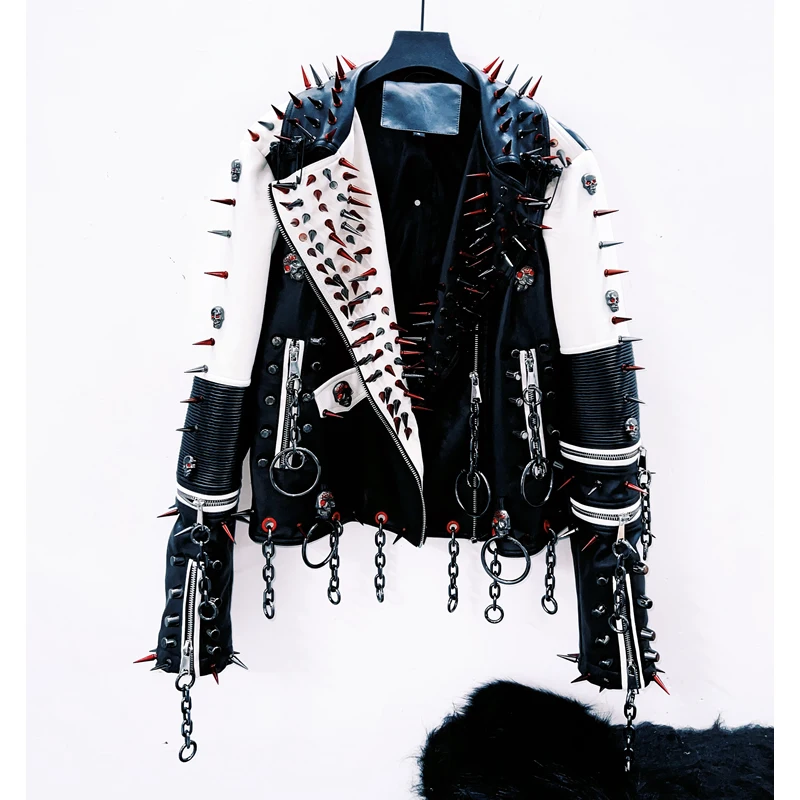 Harajuku Leather jacket Gothic Leather jacket Punk Leather jacket