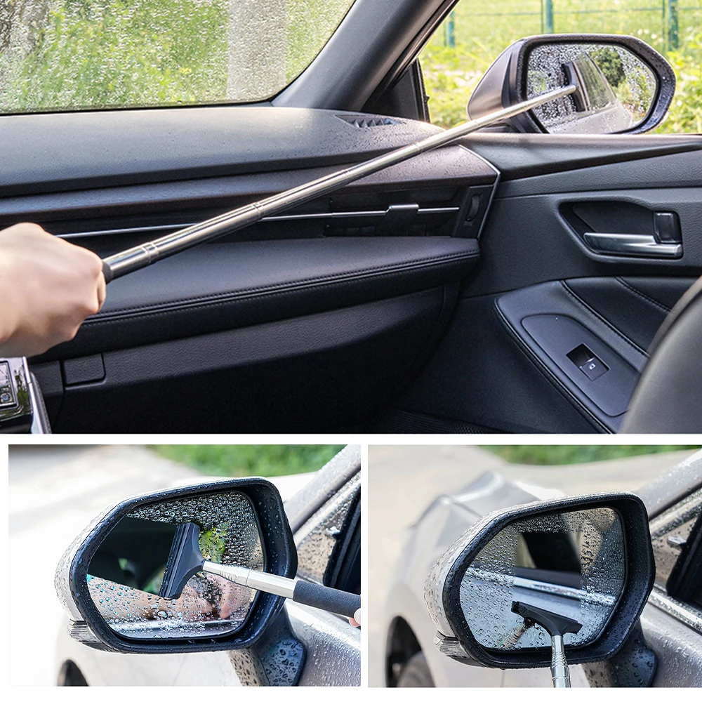 

Telescopic Handle Wiper for Car Rearview Mirror Wipe Water Long Handle front Window Mist Cleaner Clean Dirt Car Cleaning Tool