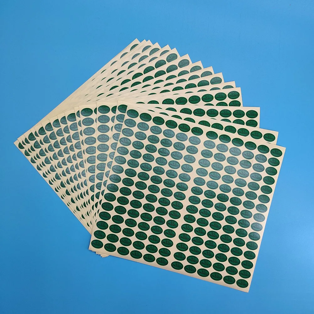 2700pcs/lot Green/Gold Color Oval Coated Paper Warranty Label QC Adhesive Label Sticker Custom Label Sticker QC PASSED Stickers