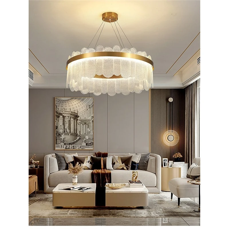

Living room chandelier French light luxury crystal glass post-modern simplicity