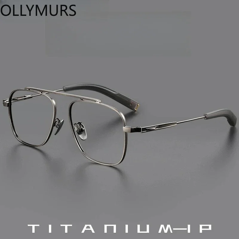 

OLLYMURS модная трендовая двойная оправа для женщин из чистого титана в стиле ретро с большим лицом-пилотом, оптическая оправа для мужских очков по рецепту