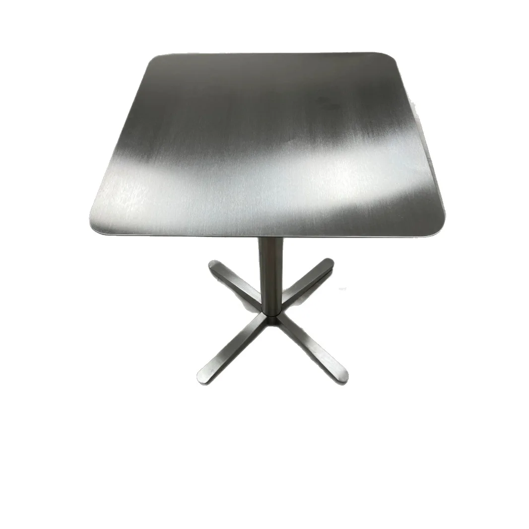 طاولة بار مربعة من الفولاذ المقاوم للصدأ على الطراز الصناعي لشاي الحليب #2