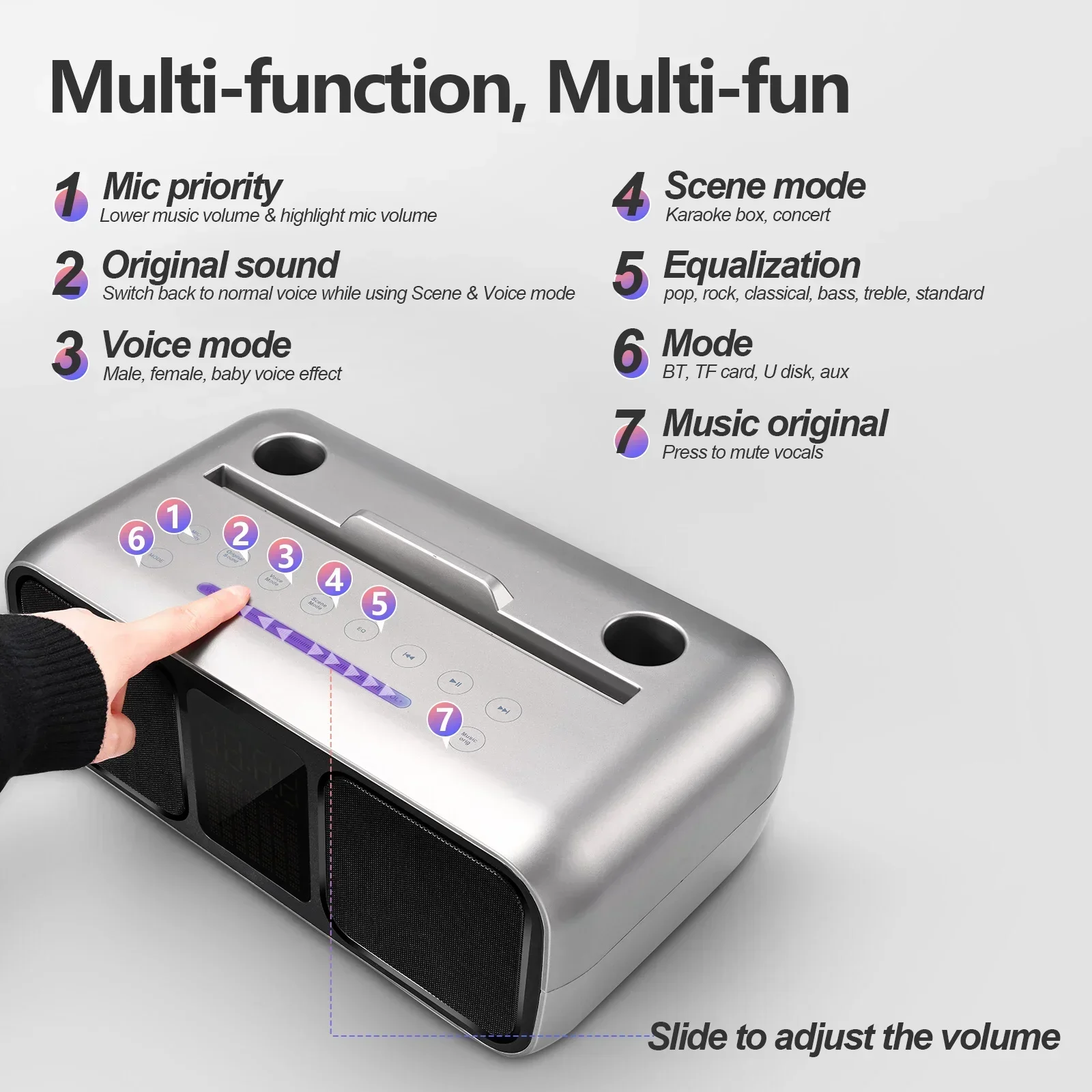 Imagem -04 - Karaoke Bluetooth Speaker Microfone sem Fio All-in-one Machine Subwoofer de Entretenimento Portátil Conjuntos Estéreo Doméstico Profissional