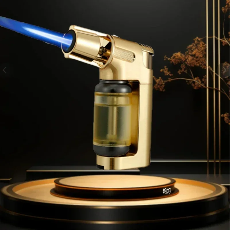 JOBON new Blue Flame Lighter Transparent Visual Large Capacity Gas Compartment Fixed Flame Lock Design Windproof Cigar Lighters