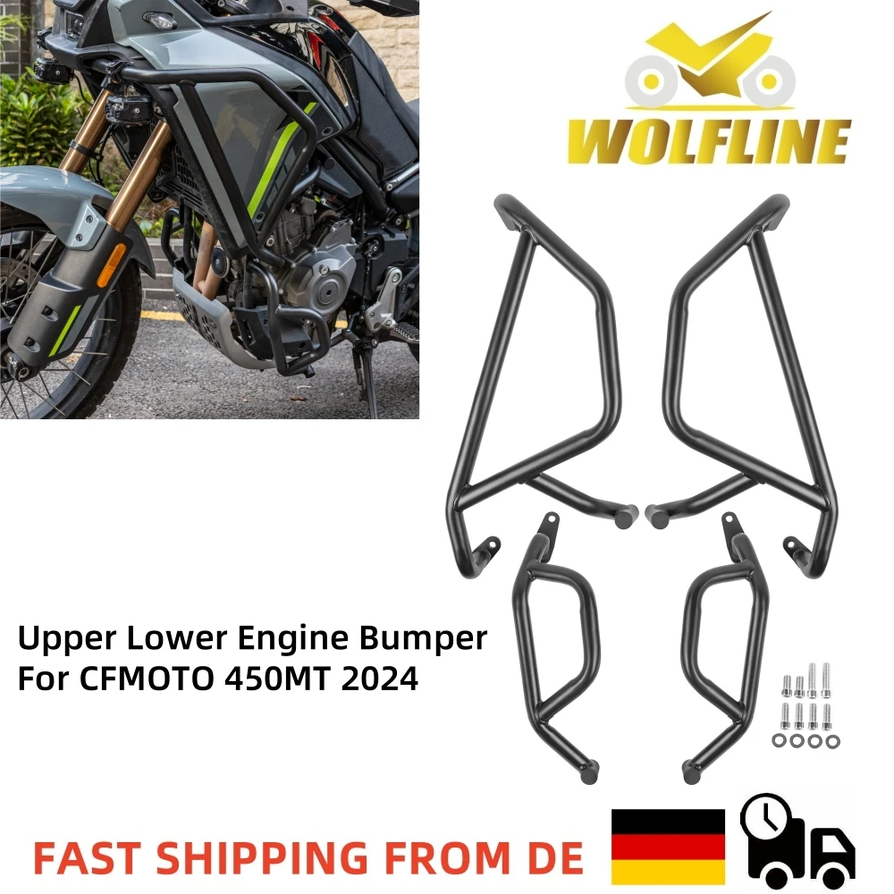 

Wolf Line для CFMOTO 450MT 2024, защита двигателя, дорожная защита рамы мотоцикла, верхний нижний бампер