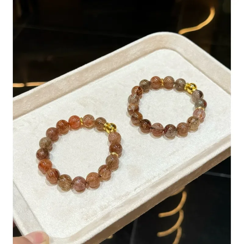 Old Money Wind Black Gold Super Seven Copper Gold-plated Accessories Bracelet Simple Versatile Fashion Generous, Lucky
