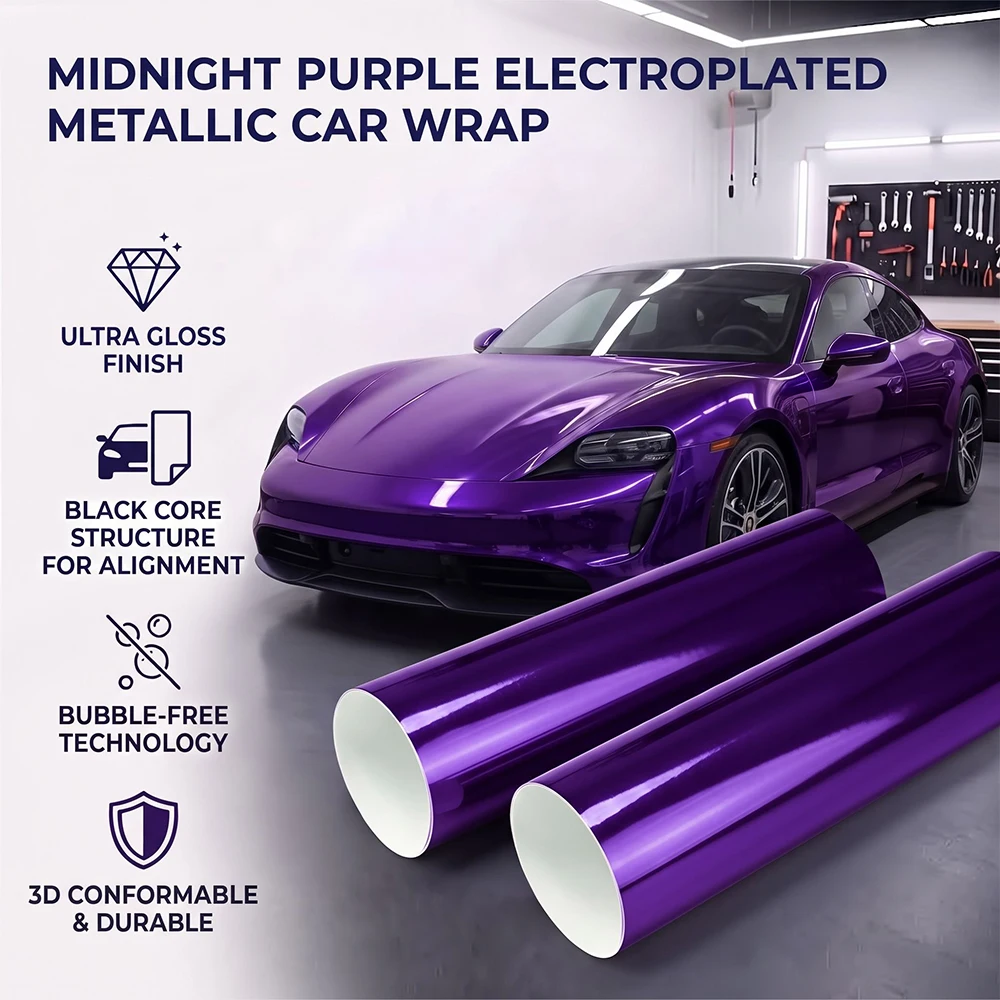 Purple Electro Coating Film Car Stickers Color Change Vinyl Film Electroplate Sticker Bubble Free Wrapping Film Car Accessories