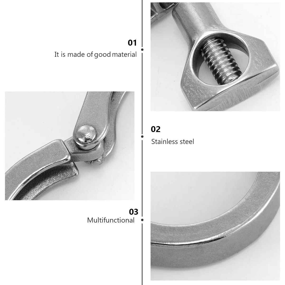 

2Sets Tri Clamp 304 Stainless Steel Single Pin Clamp Heavy Duty for Food Grade Hoses Valves Connection 15 Inch Diameter
