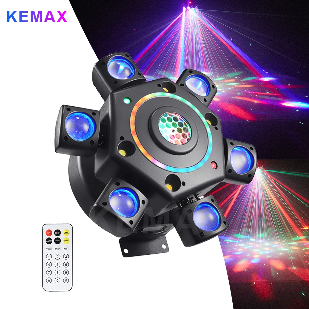 

100W Moving Head Disco Lights LED 6 Arms RGBW DJ Light Beam Party Stage Lighting DMX Remote Control Strobe for Wedding Nightclub