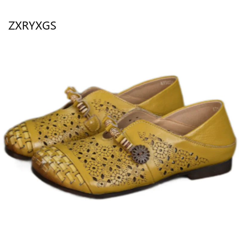 

Акция ZXRYXGS: Новые дышащие плоские сандалии из натуральной воловьей кожи с плетеным верхом, летние женские модные туфли 2026 года