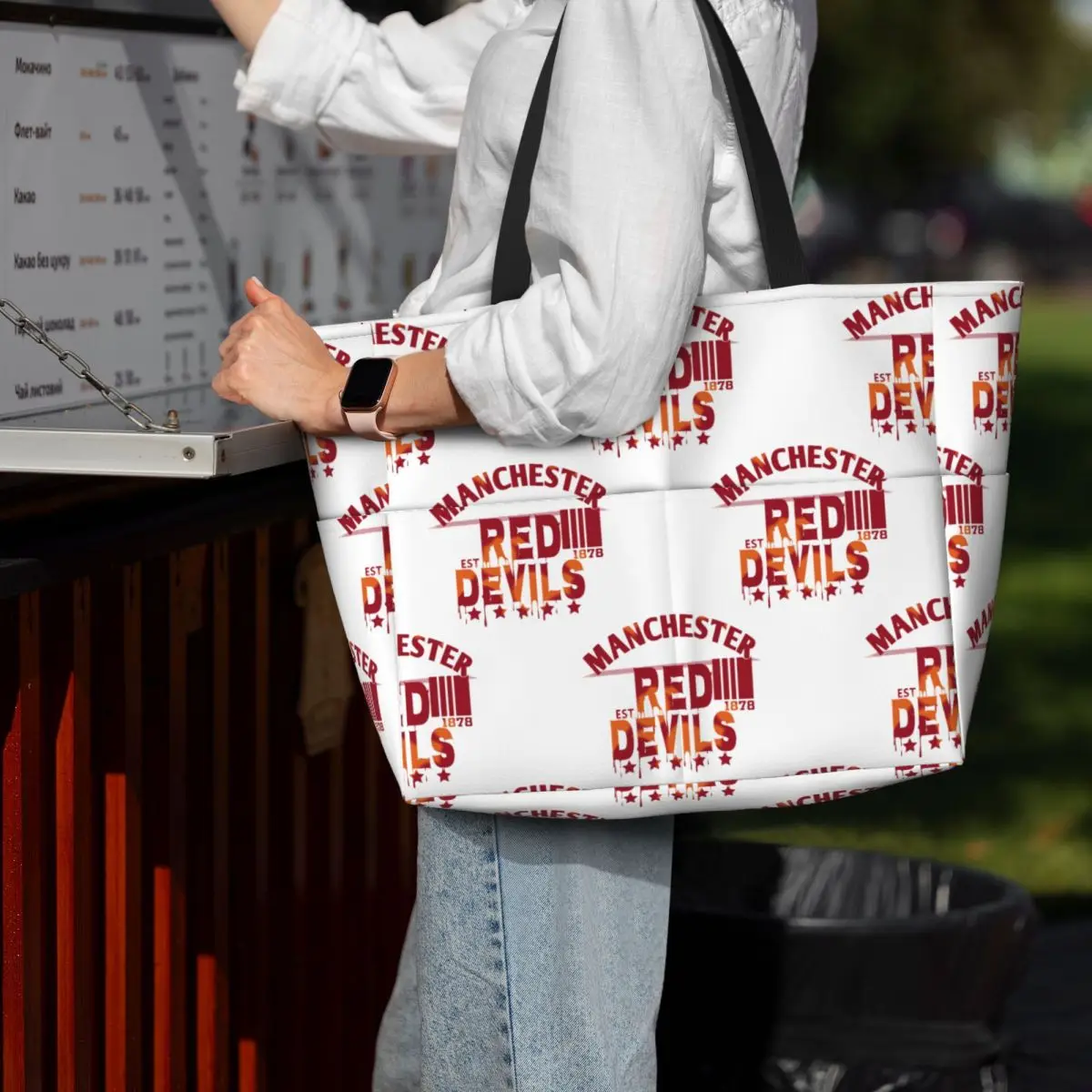 

Devils Of Manchester, Manchester Is Red Beach Tote Bag Sport Gym Yoga Duffle Large Tote Bag Women Travel Bag Fitness bag