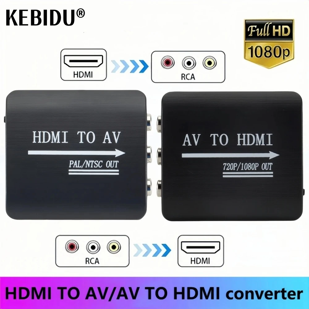 1080P HDMI-compatible TO AV RCA CVSB L/R Video Scaler Adapter HD Video Box Converter AV To HDMI-compatible Converter Support PAL