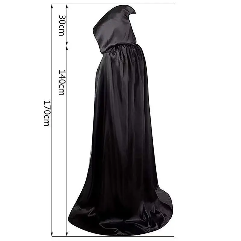 Halloween-Kostüm für Erwachsene: Todesgott-Umhang mit Hut, Vampir-Umhang, Zauberer-Robe für Maskenbälle und Aufführungen – Detail 2