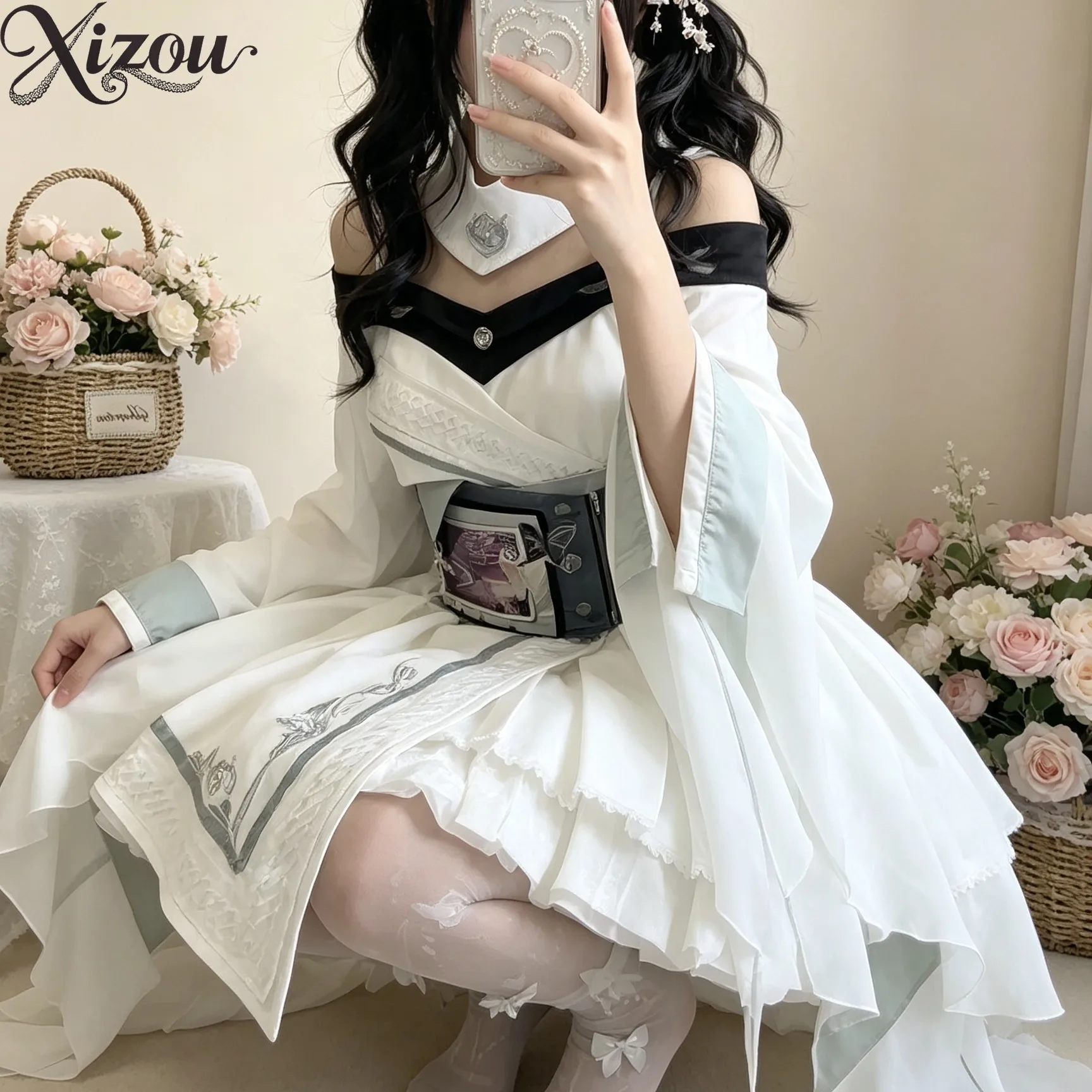 中国風ゴシックロリータOPドレスセット ワイドベルスリーブ  - Embroidery Gothic のレビューと価格