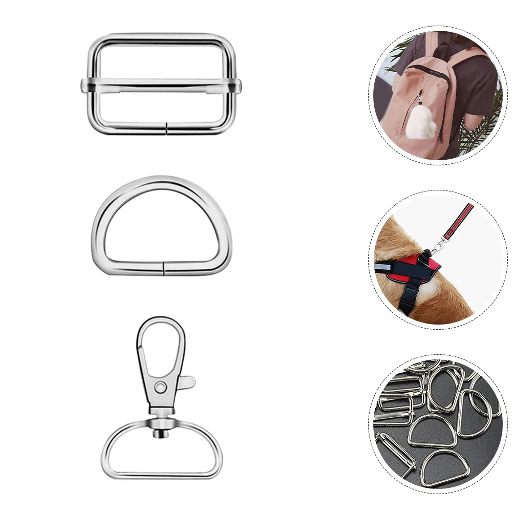 

24pcs D-ring Buckle Set Swivel Metal D-Ring Connector Buckles Spring Hooks Bag Decoration Rectangle Buckles Metal Hardware