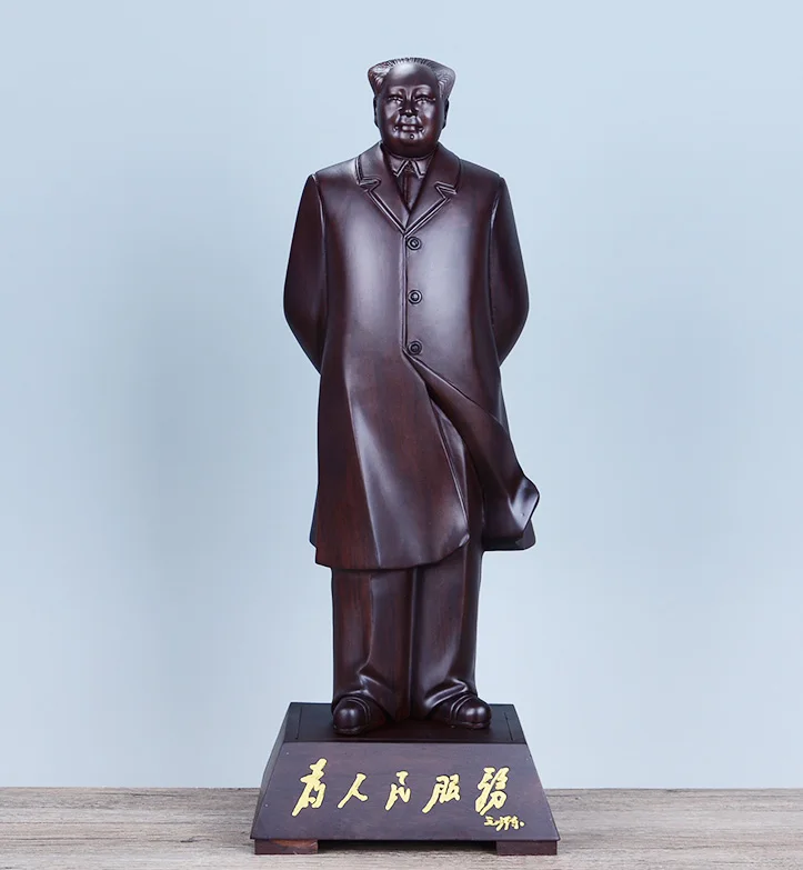 Large HOME SHOP business Ornament ART China's Great Leader Chairman Mao Zedong Ebony Handmade Wood Carving Portrait art statue