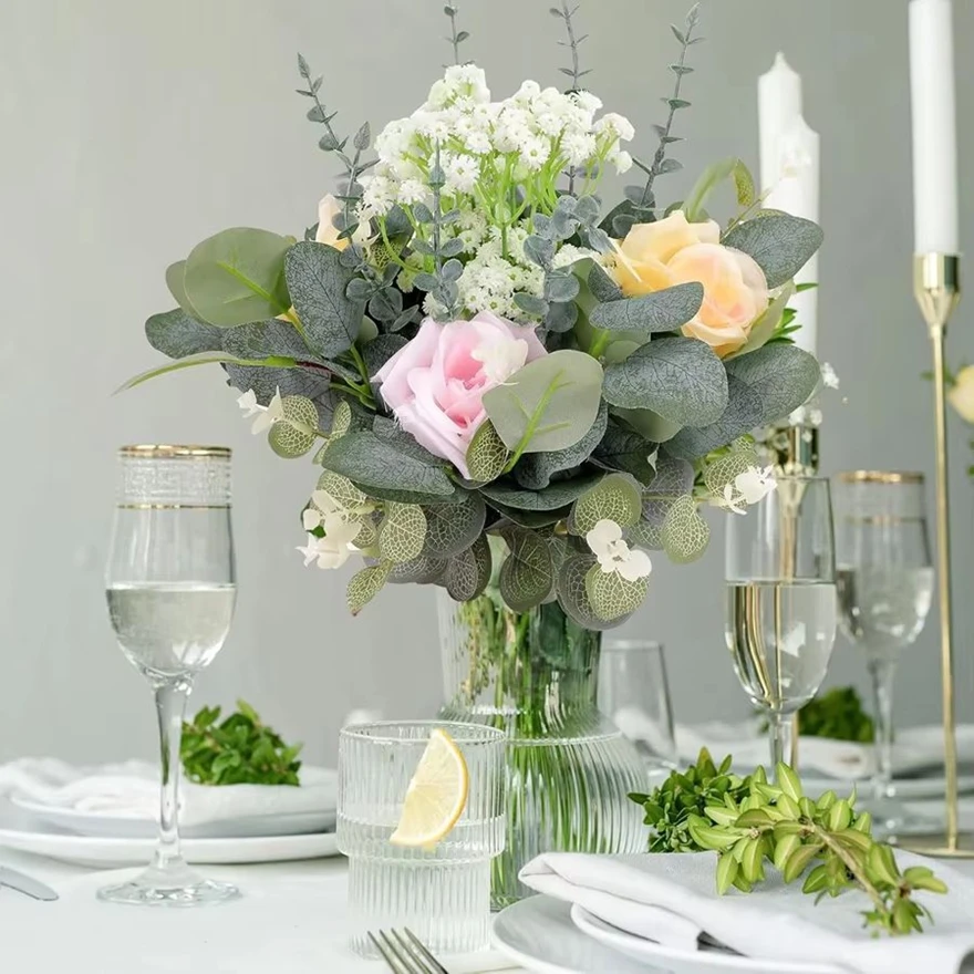 

5pcs Artificial Flowers Stem Bridal Bouquets Wedding Wreath Garden Dining Table Center Home Room Party Decor Cheap Wall Diy Gift