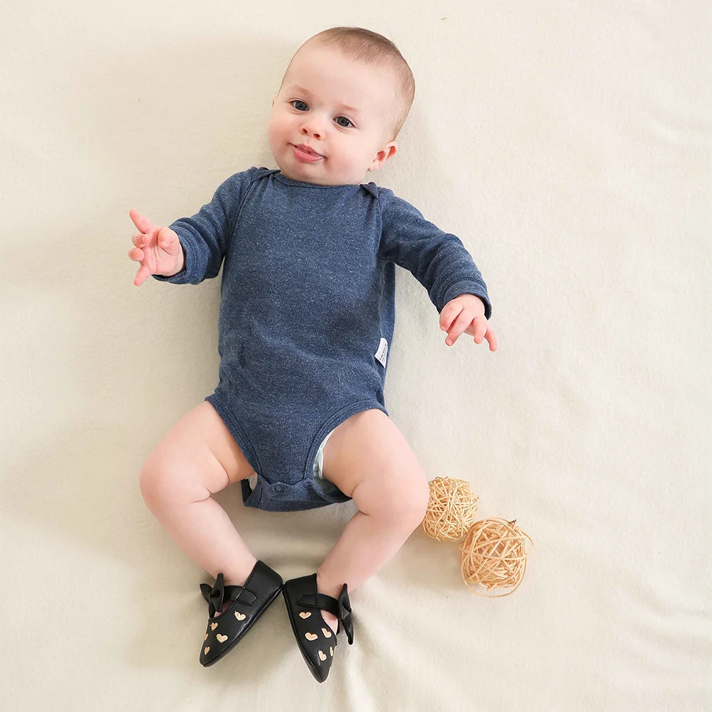 

1Pair Baby Toddler Shoes Heart Embroidery Bowknot Prewalker Black 13cm Infant Soft Comfortable Durable Baby Shoes