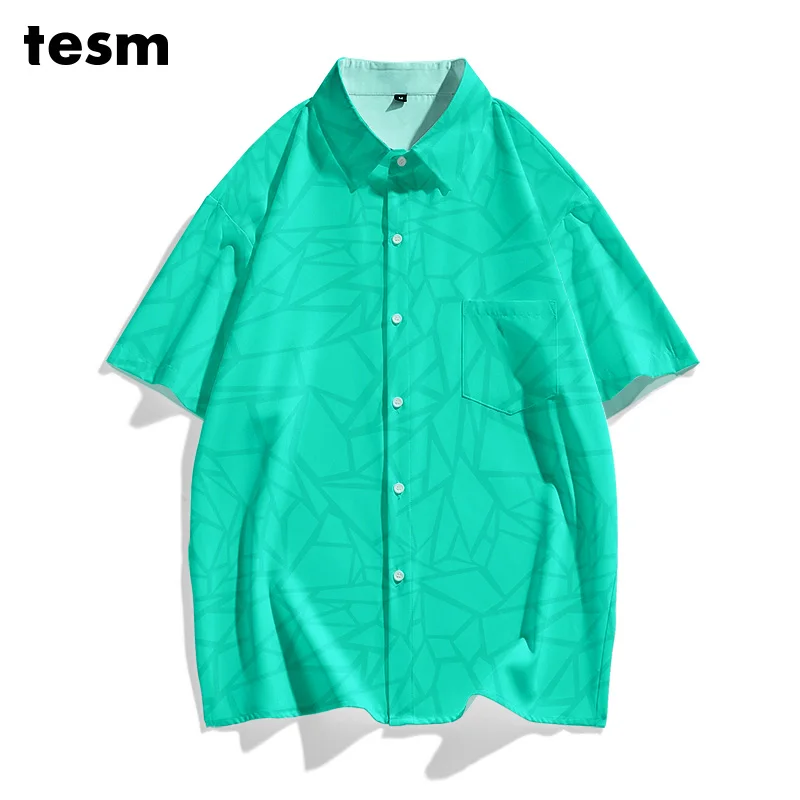 

TESM Men Colorful Polka Dot Shirt Short Sleeve Loose Fit Casual Summer Beach Hawaiian Shirts Streetwear Parent Child Outing top