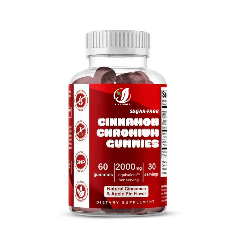 Vitamin Sugar Free Chromium Gummies Containing Ceylon Cinnamon, Equivalent To 2000 Milligrams Per Serving, Non GMO, 60 Gummies