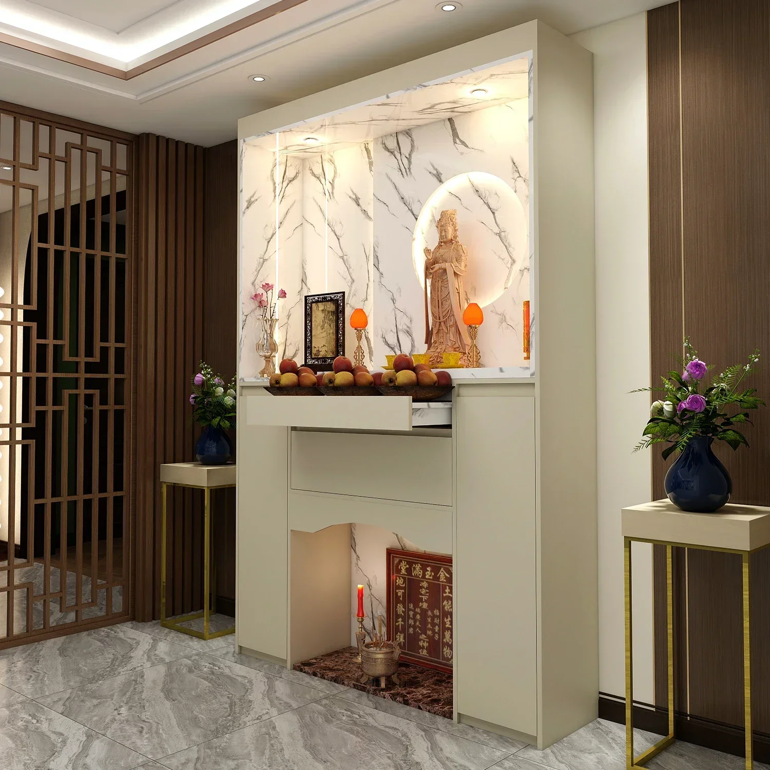 TAO Tao Buddhist Niches Offer Buddha Doors, Vertical Cabinets Offer Taiwan Incense Cases, The God Of Wealth In Chinese Style