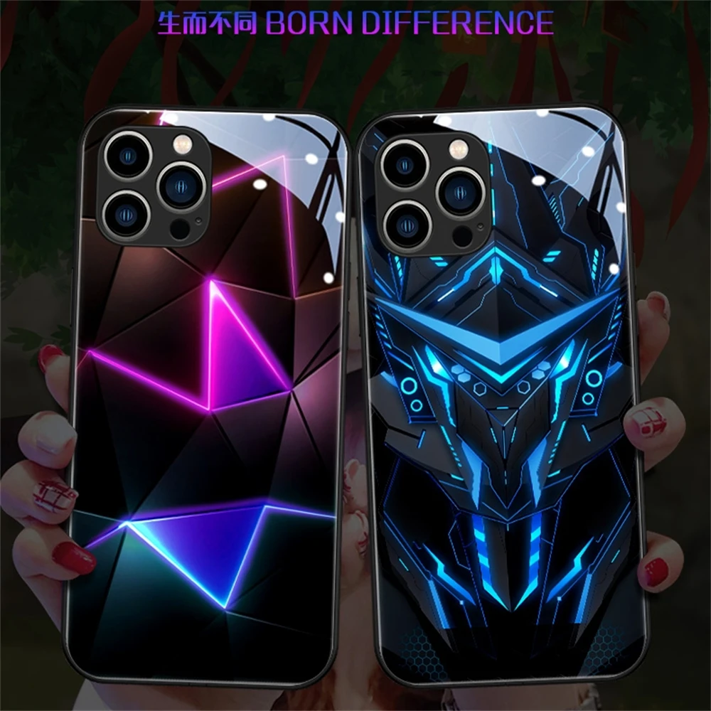 

Super Cool Armor Design LED Light Phone Case For Samsung A54 A53 A52 A51 A12 A14 A21S A50 A73 A72 A71 A33 Glass Shockproof Cases