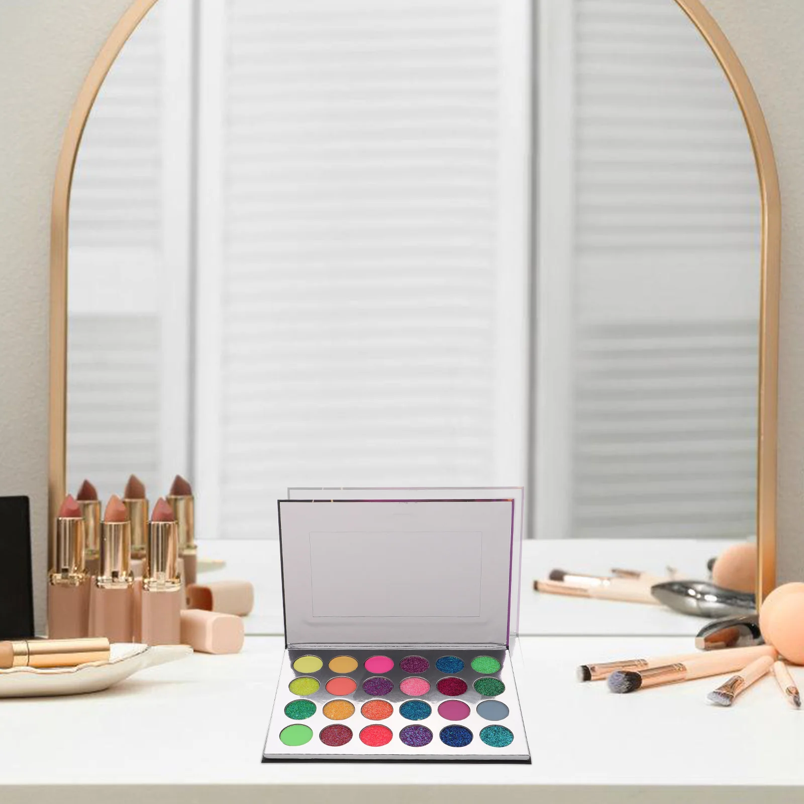 Palette de fards à paupières qui brillent dans la nuit, poudre colorée néon, maquillage de scène d'halloween longue durée, paillettes compactes de voyage