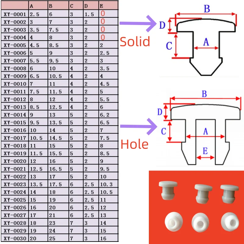 Conical Snap-on Silicone Rubber T Type Plug Blanking End Caps Tube Inserts Bung Proof High Temperature Food-grade Hole Sealing