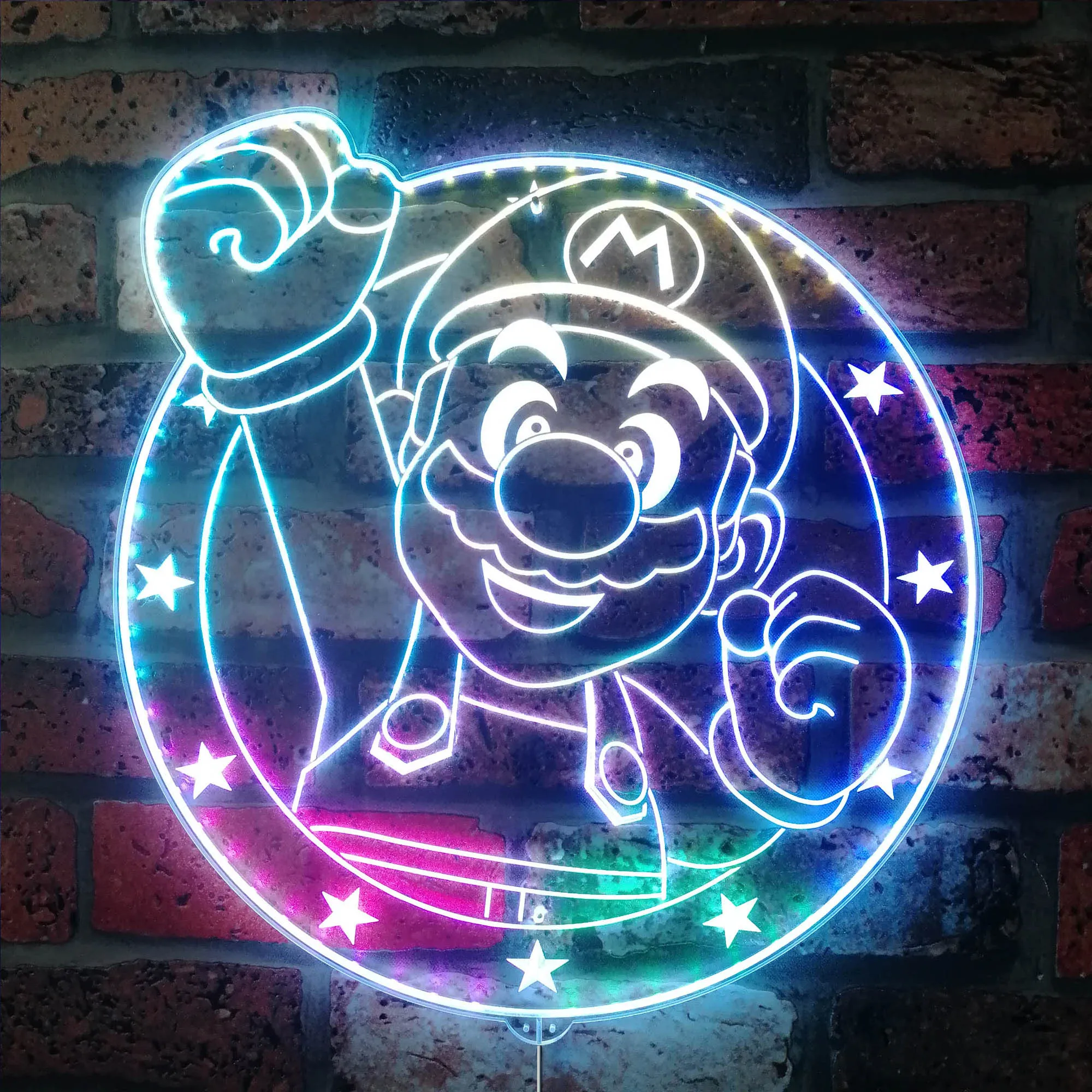 Super Bro Dynamic RGB Edge Lit LED Sign, Game Room Decor, Gaming Night Light