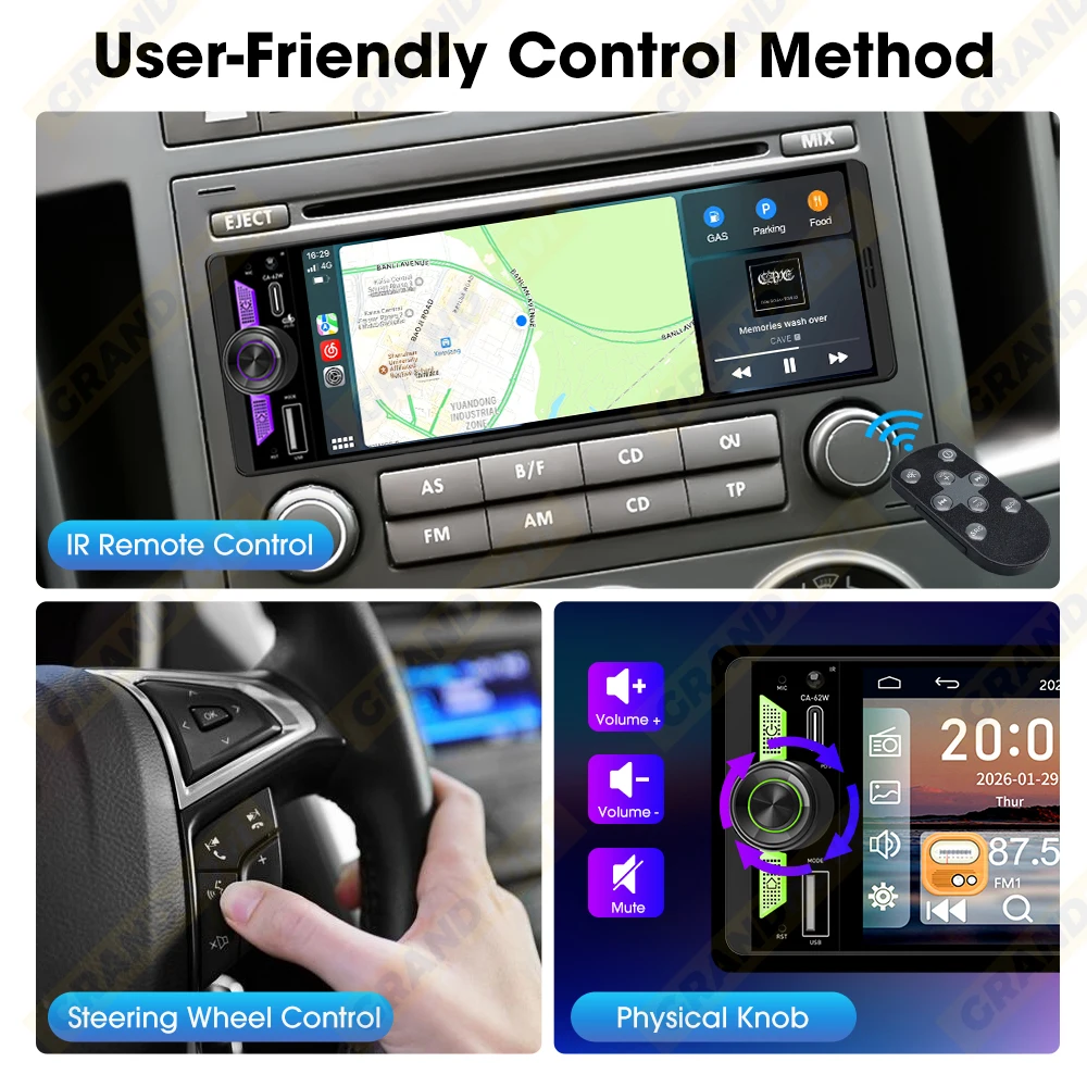 6.5 Inch 1Din IPS Screen Wireless Carplay Android Auto Airplay Car Radio MP5 Player Stereo Bluetooth FM Type-C PD3.0 Fast Charge - Image 5