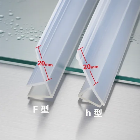 Window Door Shower Room Seal Strip Widened F/H Shape Silicone Rubber Shower Room Door Window Glass Seal Strip Weatherstrip for 6/8/10/12 Mm Glass
