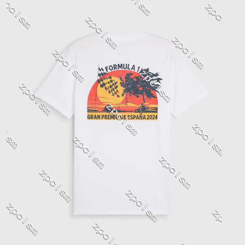 

2024 Spanish GP Printed Barcelona Tshirt 100% Cotton F1 Racing T-Shirt Men's Clothing Crew Neck Street Cycling Clothes Tops