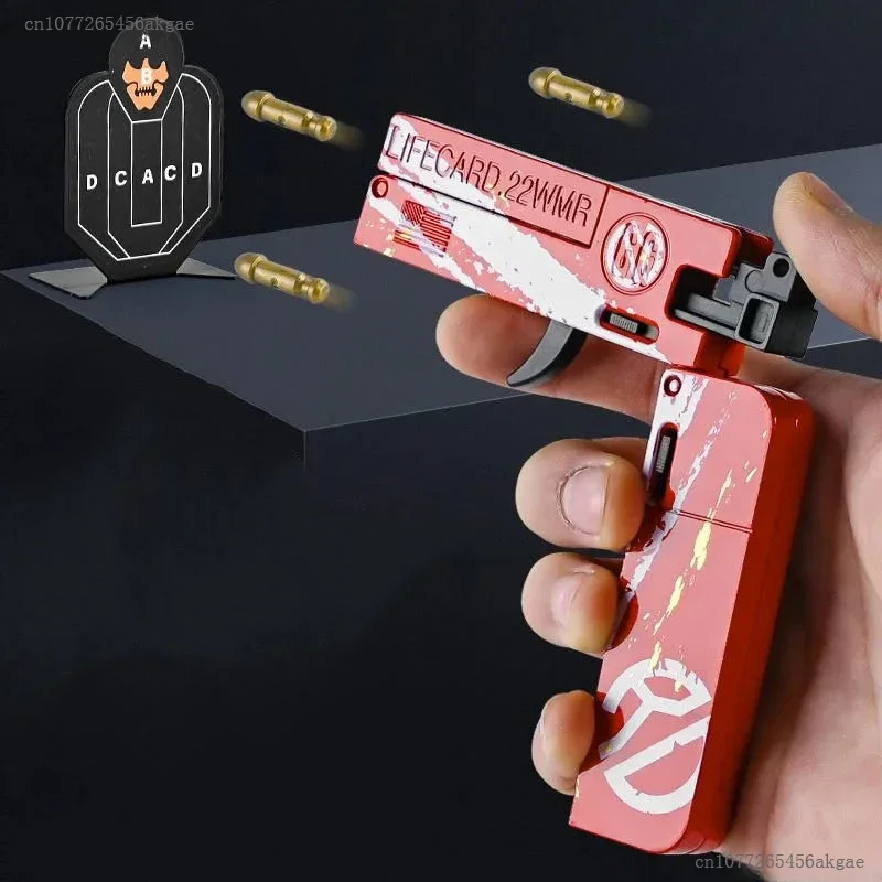 New Upgraded Lifecard Metal Folding Gun Toy for Kids Adult, Pistol Toys Gun With Soft Bullets Alloy Shooting Model For Adults