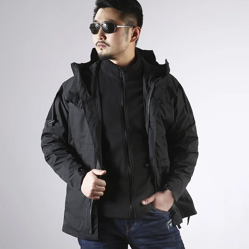 Autumn Winter Warm Men's Fleece Jacket Military Tactical Army Windbreaker Outdoor Mountain Climbing Camping Slim Stand Collar