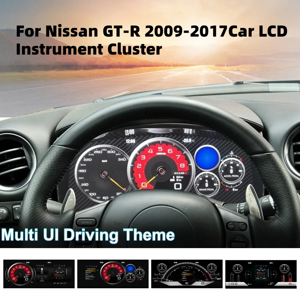 For Nissan GT-R R35 2009–2017 R35 Cluster Speedomete Digital Instrument Dashboard Gauge12'' HD cockpit LCD Colour UI
