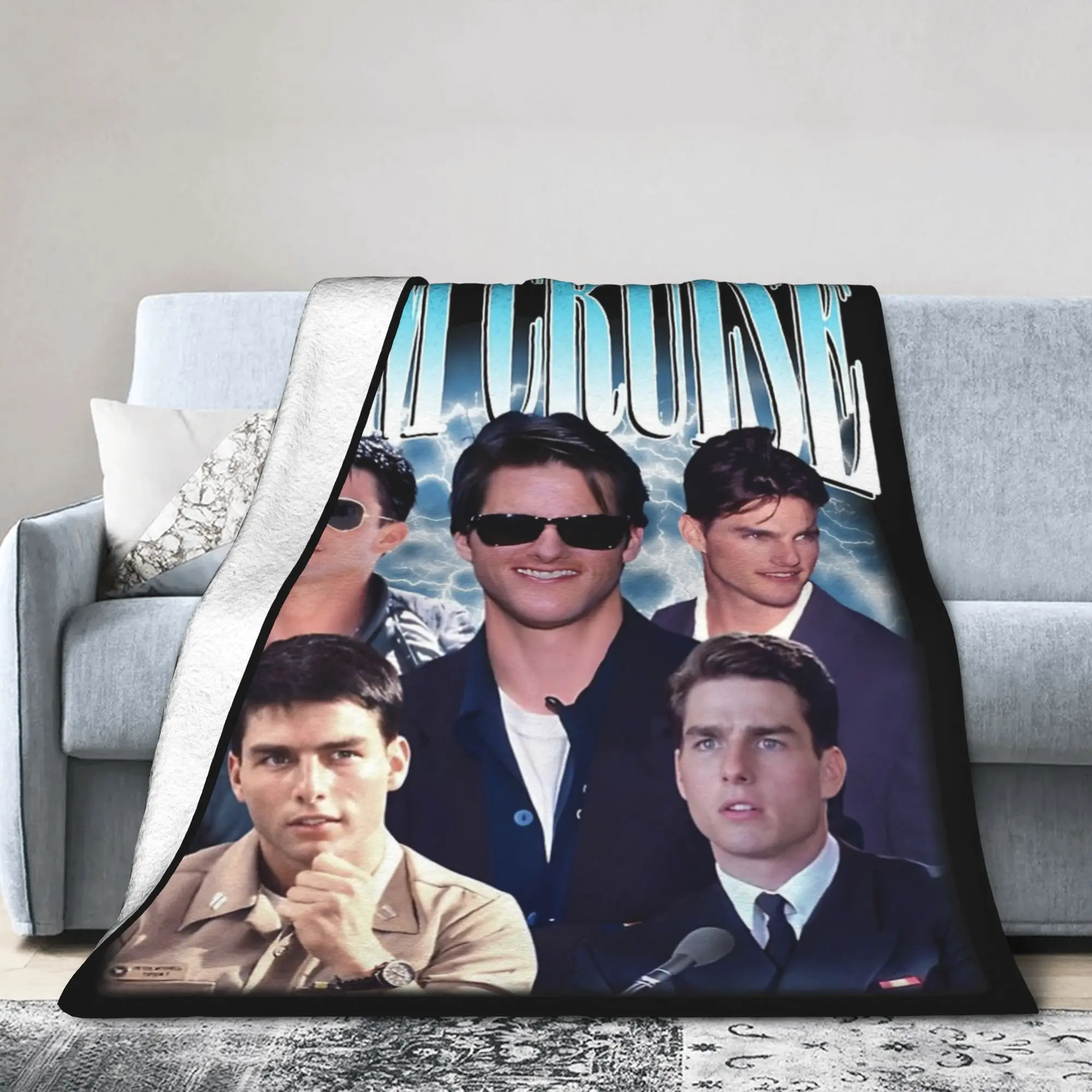 Tom Cruise 90s Vintage Ethan Hunt Mission Impossible Blanket Flannel Textile Decor Soft Throw Blanket for Bed Outdoor Bedspread