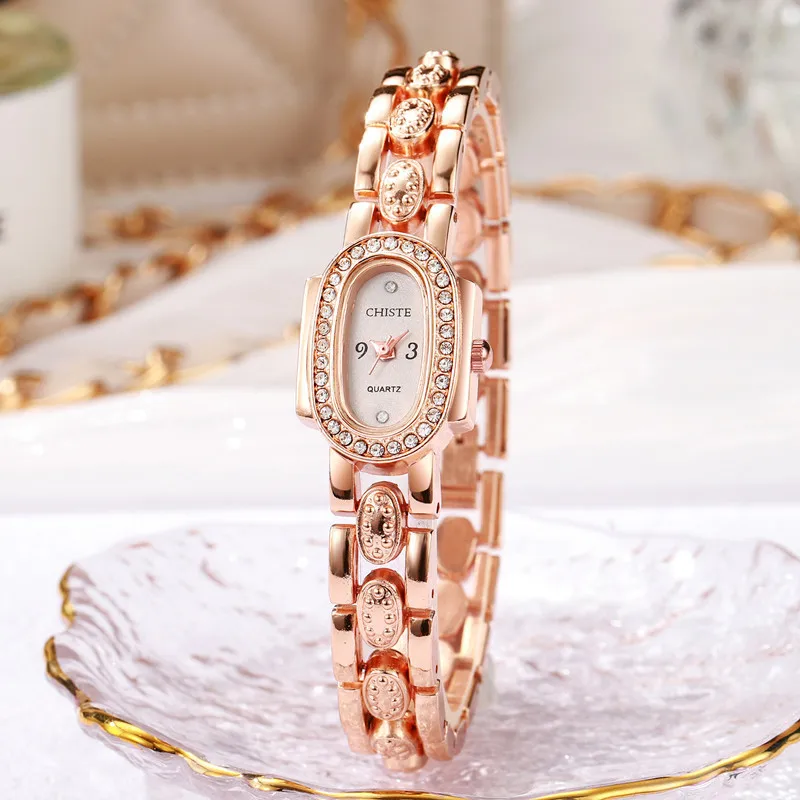 Women's Oval Small Dial Quartz Bracelet Watch for Women