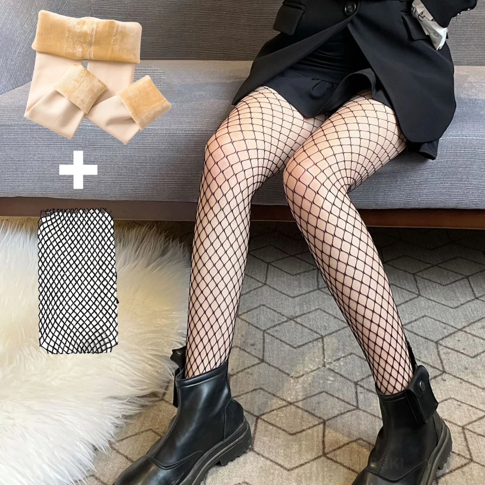 

Women Fleece Lined Tights Fishnet Warm Pantyhose Thick Tights Winter Thermal Velvet Leggings for Cold Weather