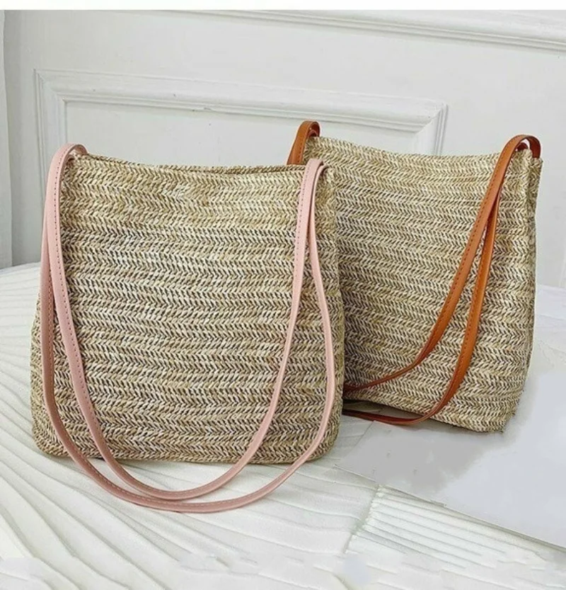 Women Bohemia Straw Bag Woven Round Rattan Handbag Crossbody Summer Beach Bags