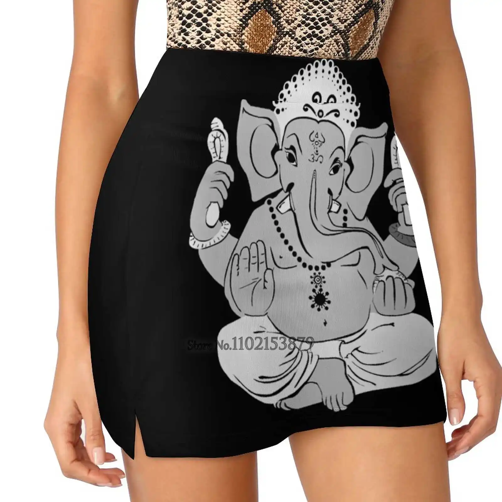 Elettroganesha Women Sports Skirt Tennis Golf Dance Fitness Running Yoga Skirts Ganesha Indie India Indu Religion Ladies Short