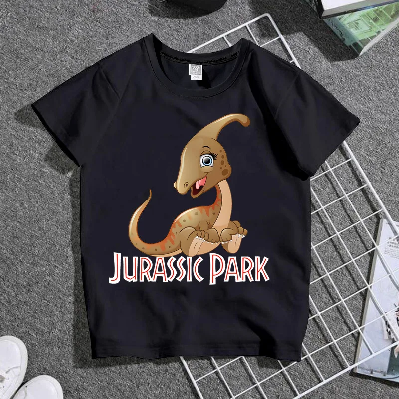 

New Children's Clothing Small Dinosaur Cartoon T-shirt Short Sleeve Parent-child Clothing Girl Kids Clothes