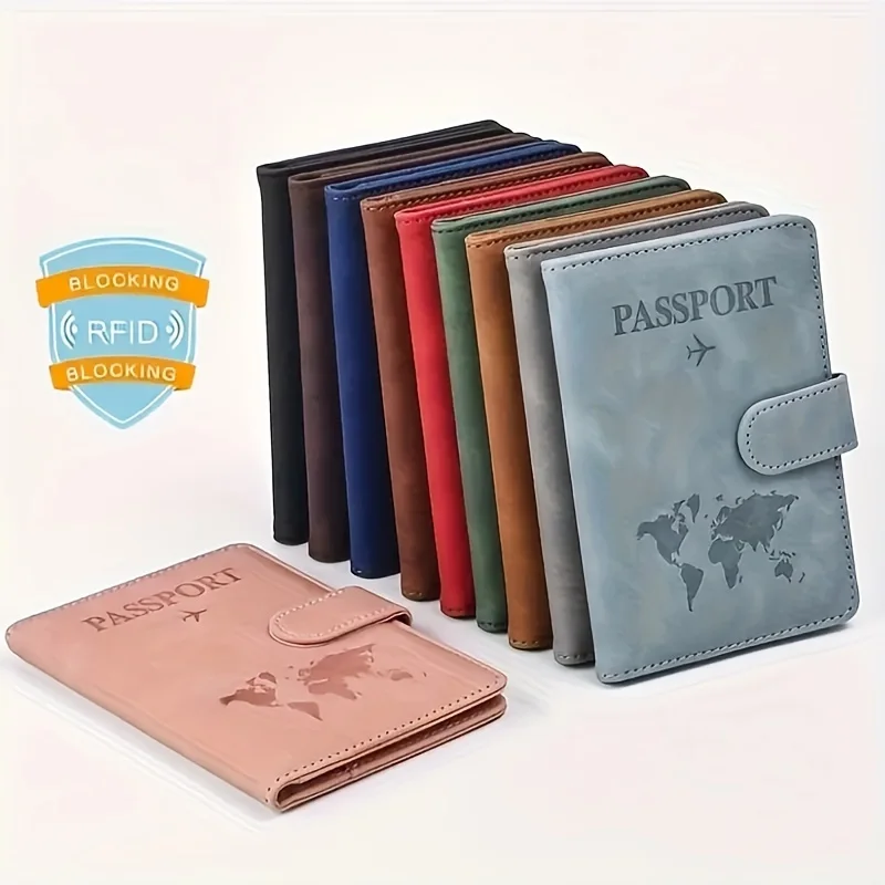 

PU Leather Passport Wallet, Multi Functional Couples Travel Passport Holder With Card Slots Ticket Pouch