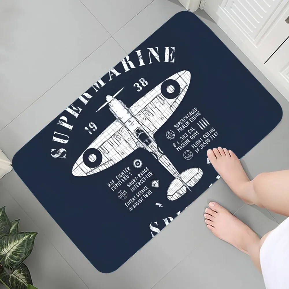 O-Pilot Captain Stripes Front Door Mat Anti-Slip Outd Floor Mat Graphic Printed Flannel Doormats for Bathroom Kitchen Entrance