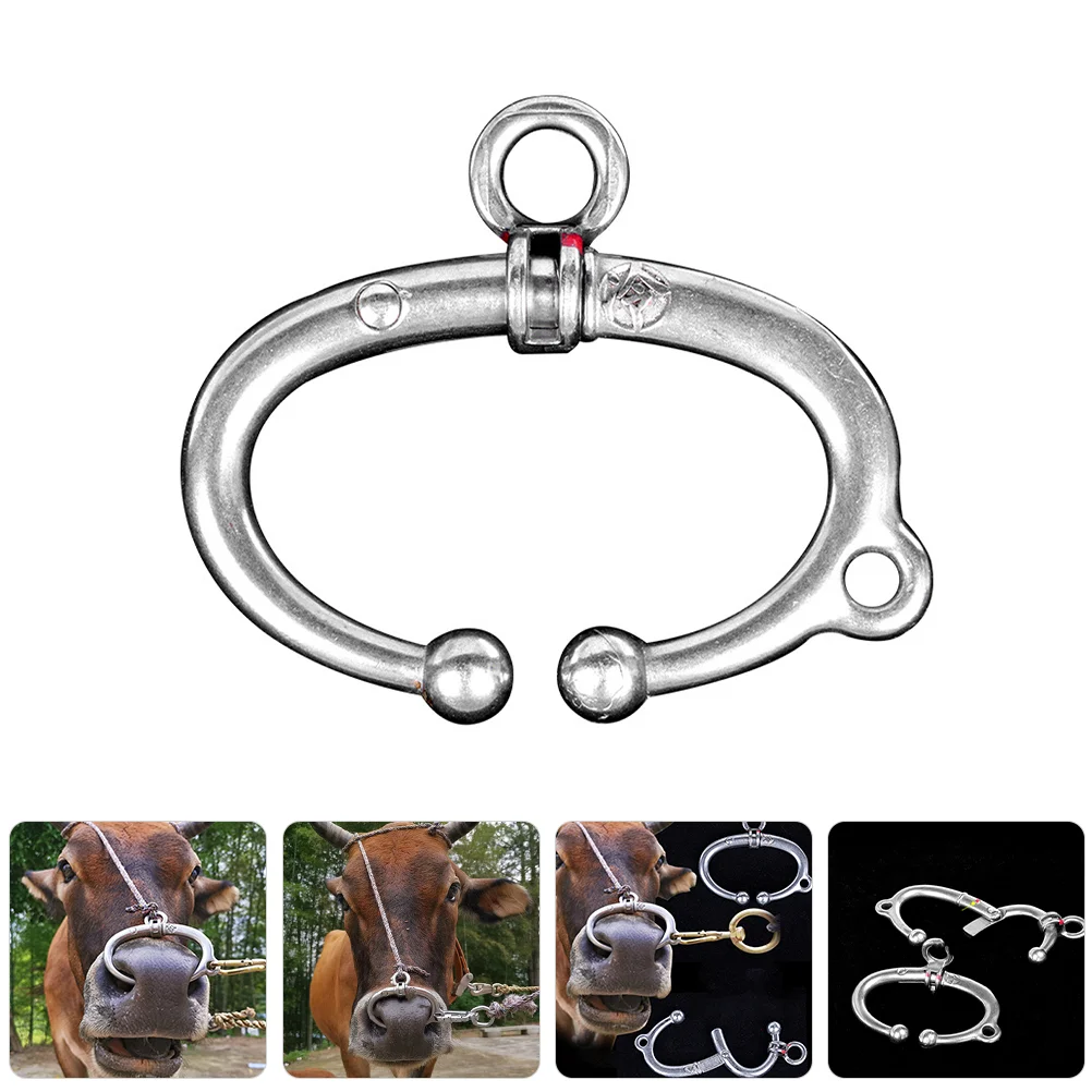 

Piercing Cows Cattle Traction Accessory Ear Tag Tool Silver Stainless Steel Metal Ring for